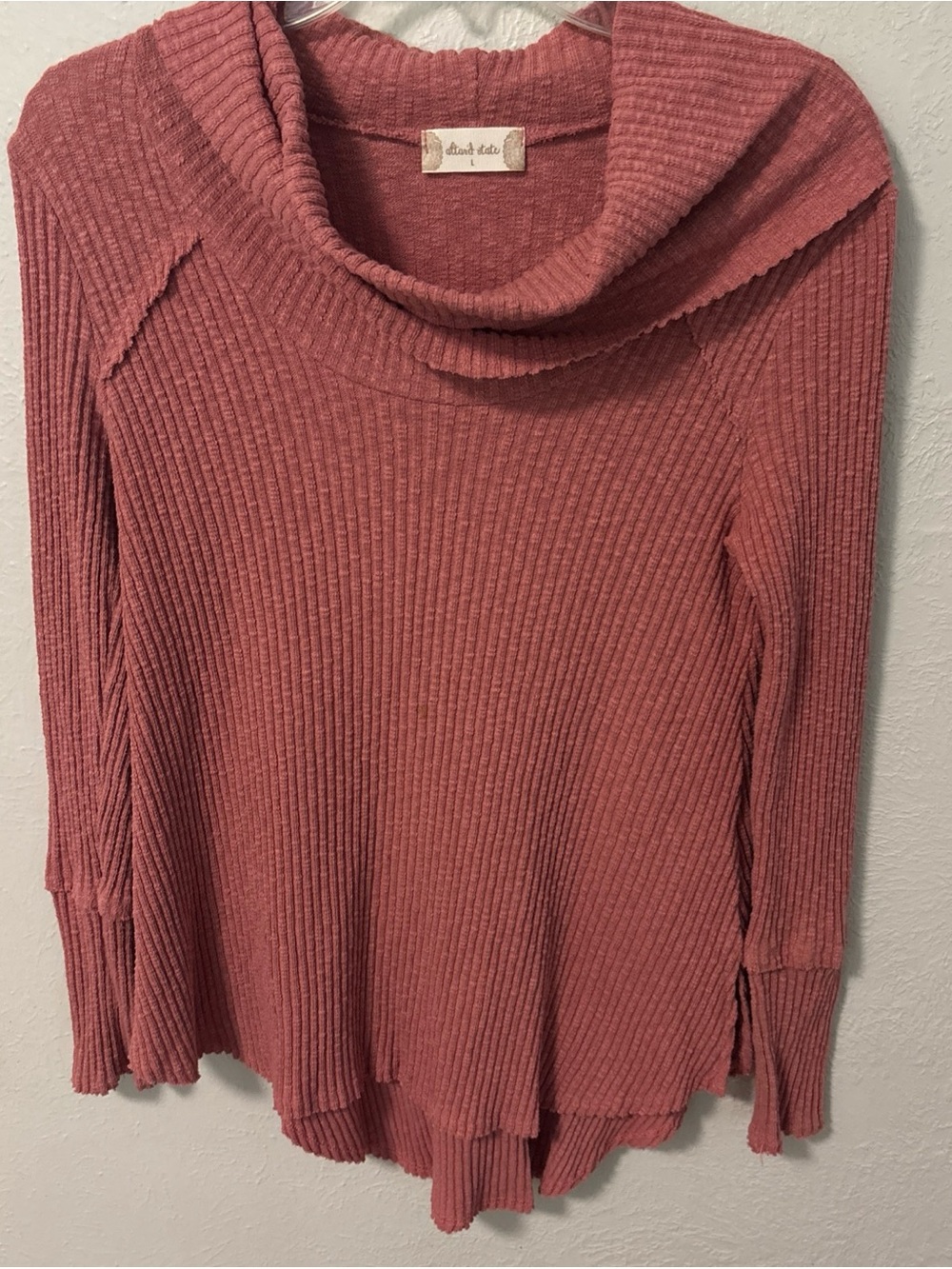 altard state Dusty Rose Ribbed Cowl Neck Sweater Size L